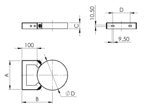 Almeva Fali rögzítő bilincs faltávolság: (L-100mm) - DW25/180