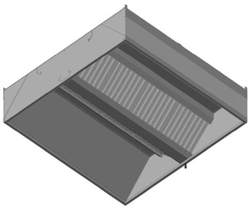 ATMEF2116 Rozsdamentes mennyezeti (sziget) elszívóernyő frisslevegő befúvással 2100 X 1600 HxSZ(mm)