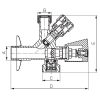 Kombinált sarokszelep, 1/2" x3/4"x 3/8"+hollander