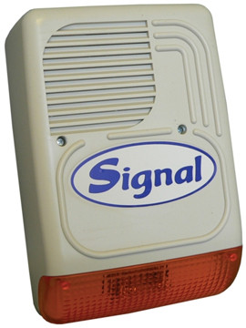 SIGNAL PS-128A (128-1) Kültéri hang-fényjelző szabotázsvédett fémházban, akkut igényel, 115dB.