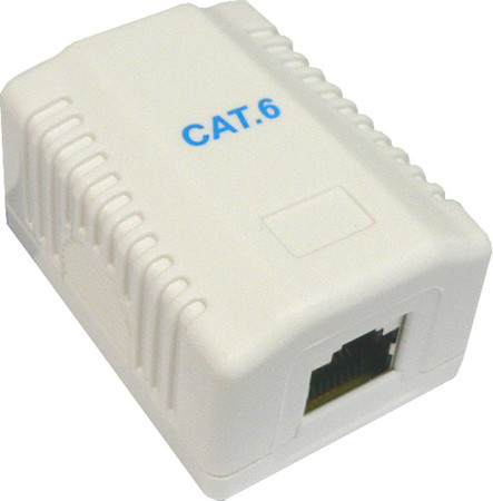 FTP-CAT.6 falonkívüli aljzat RJ45, Cat.6 aljzat, FTP, árnyékolt, falon kívüli, felcsavarozható, ragasztható.