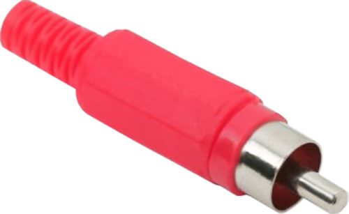 RCA dugó műanyag piros Lengő RCA dugó, forrasztható, műanyag csatlakozó ház, piros.