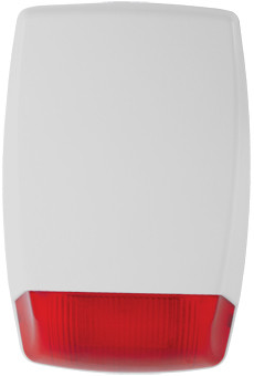 EDS AS250 WR Kültéri akkumulátoros hang- és fényjelző, piros, xenon villogó, fehér ház, 4 hangú.