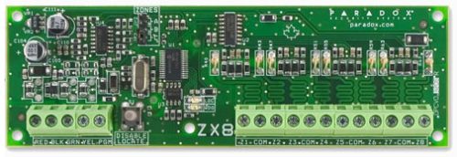 PARADOX ZX8-SP 8 zónás bővítő modul, 1 PGM, Spectra, E55, E65, MG5000 és MG5050 központokhoz.