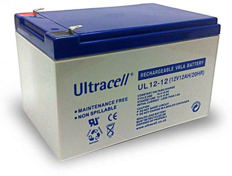 ULTRACELL 12V 12Ah 12V, 12Ah, zselés, ólom  akkumulátor, gondozásmentes, 151x98x101mm, 3.7kg.