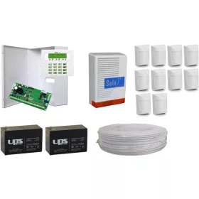   Komplett Rendszer Satel VERSA10 LCD 10 db infra, központ, kezelő, doboz, kültéri sziréna, 2 db akkumulátor, táp, 100m kábel.