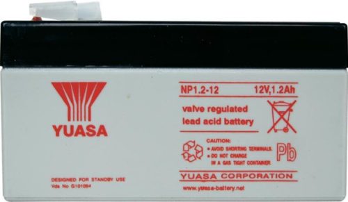 YUASA 12V 1,2Ah 12V, 1.2Ah, zselés, ólom akkumulátor, gondozásmentes, 97x48x54.5mm, 0.58kg.