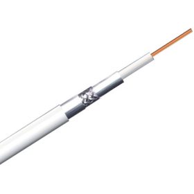   RG-6U TRI-SHIELDED fehér réz RG-6U, 75ohm, koax kábel, tömör réz ér, háromszoros árnyékolás, fehér köpeny, 100m.