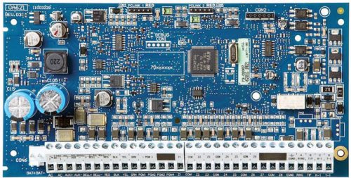 DSC NEO HS2016PCBE panel 6 zónás (16-ig bővíthető) 2 partíciós riasztóközpont, kezelő nélkül, csak panel.