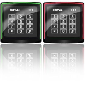   SOYAL AR-888K fekete Kártyaolvasó és kódbillentyűzet önálló vezérlőkhöz, süllyesztett, érintős, IP55.