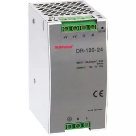   SUNWOR DR-120-24 DIN sínre szerelhető kapcsolóüzemű tápegység, 24 VDC, 5A, 120W.