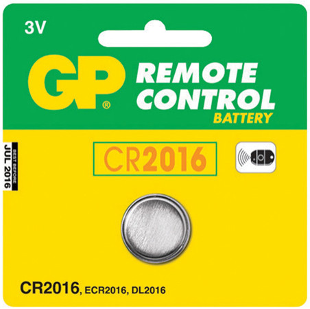 GP CR2016 CR2016 gombelem, 3 V, 90 mAh, lítium.