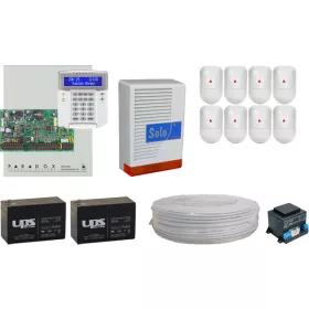   Komplett Rendszer Paradox EVO192 + K641BL+ (NV5) 8 db infra, központ, LCD kezelő, doboz, kültéri sziréna, táp, 2 db akkumulátor, 100m kábel.