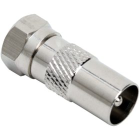   F dugó koaxra 05332 F dugó - TV koax dugó átalakító, fém, 75 Ohm, 0-4 GHz.