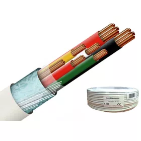   Erősített 2 x 0.5 + 4 x 0.22 réz 2x0.5+4x0.22 eres, erősített biztonságtechnikai kábel, PVC köpeny, tömör árnyékolás, 100m/tek.