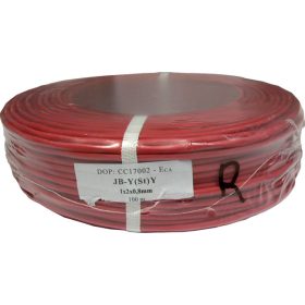   Tömör 1 x 2 x 0,8R árnyékolt réz 1 x 2 x 0, 8, árnyékolt tűzjelző kábel, réz, piros PVC köpeny, 100m / tekercs.