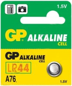 GP A76C5 (LR44) GP LR44 alkáli gombelem, 1, 5V, 110mAh.