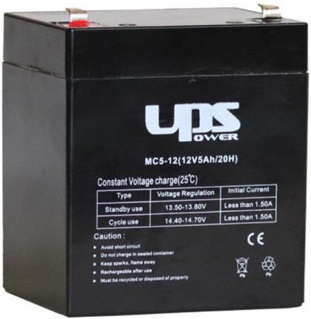 UPS 12V 5Ah 12V, 5Ah, zselés, ólom akkumulátor, gondozásmentes, 104x100x70mm, 1.6kg.