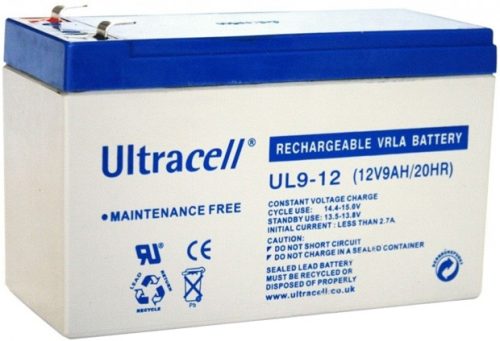 ULTRACELL 12V 9Ah 12V, 9Ah, zselés, ólom akkumulátor, gondozásmentes, 151x99x65mm, 3.25kg.