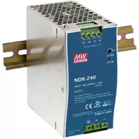  Mean Well NDR-240-24 DIN sínre szerelhető kapcsolóüzemű tápegység, 24VDC, 0-10A, 240W.
