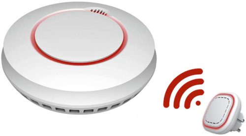COFEM EYEHOME+ Önálló hőérzékelő, LED, 85dB, ABS, WiFi, 3VDC, piros/fehér.