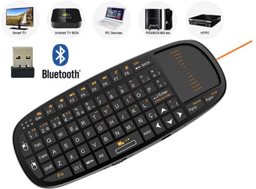 Rii i10 Bluetooth Mini billentyűzet, touchpad, egér, QWERTY, 2.4GHz, RF, Bluetooth, 10m.