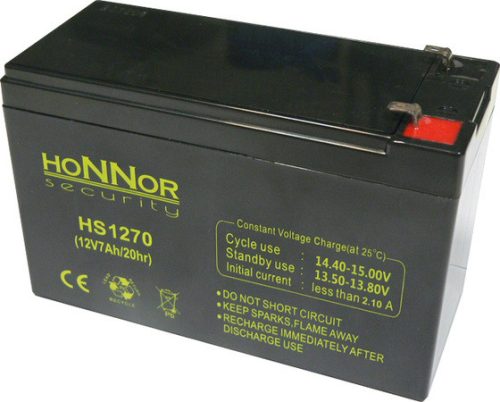 HONNOR 12V 7Ah 12V, 7Ah, zselés, ólom akkumulátor, gondozásmentes, 151x95x65mm, 2kg.