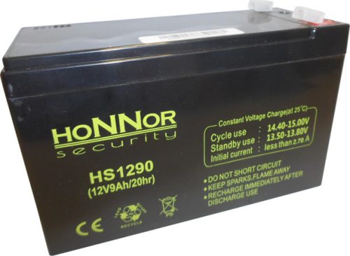 HONNOR 12V 9Ah 12V, 9Ah, zselés, ólom akkumulátor, gondozásmentes, 151x95x65mm, 2.45kg.