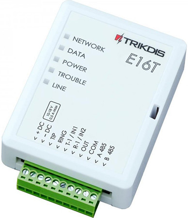 TRIKDIS E16T Univerzális átjelző, IP alapú kommunikátor, élesítés/hatástalanítás: Paradox, DSC, Pyronix.