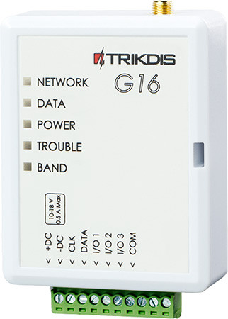 TRIKDIS G16T-2G Riasztás átjelző, GSM / IP kommunikátor, távfelügyeletre köthető, GSM/2G.