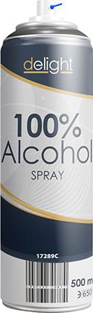 DELIGHT 100% alkohol spray - 500 ml 100% alkohol spray, könnyen adagolható és használható, gyorsan párolog, 500ml.