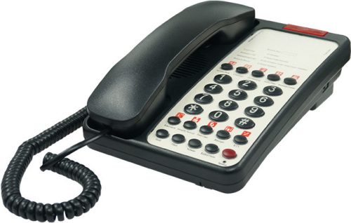 EXCELLTEL CDX-908A fekete Analóg telefon készülék, hotel szobákba, 10 gyors gomb, flash, fekete-fehér.