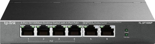 TP-LINK TL-SF1006P PoE switch, 6 x 10/100 Mbps, 4 x PoE, 250 m, 53, 5 VDC.