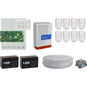   Komplett Rendszer Paradox SP6000+ (NV5) 8 db infra, központ, K10H LED kezelő, doboz, kültéri sziréna, 2 db akku, táp, 100m kábel.