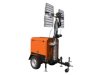 BETONTROWEL Mobil LED fénytorony, Kubota dízelmotor, max. 7,3m, kézi oszlopemelés, 4x300W