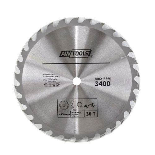 AWTOOLS körfűrészlap fához 210 x 30 / 16 / 22,2 mm, 30 fog