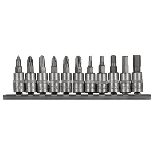 11 darabos PH/PZ/Hex bit készlet dugókulcsokra, 1/4", Stalco S-54021