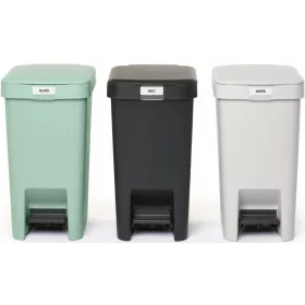   Brabantia StepUp szelektív hulladékgyűjtő szett, 3db pedálos szemetes, 10L - C méret, 91% újrahasznosított műanyag