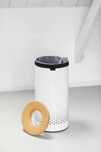 Brabantia Laundry Bin szennyestartó szellőző nyílásokkal, tépőzáras, mosható szennyesgyűjtő zsák, henger forma, közepes