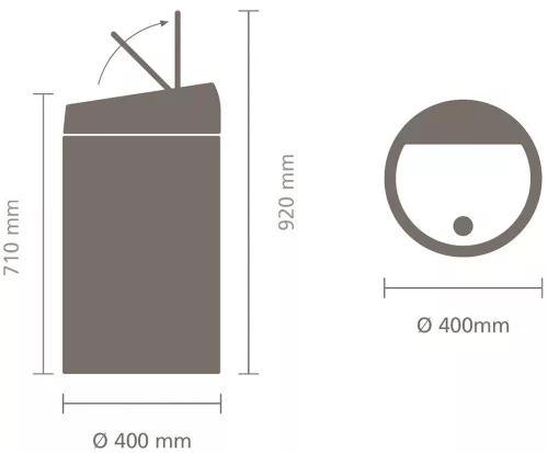 Brabantia Touch Bin nyomófedeles hulladékgyűjtő XXL, 60L - H méret, selyem r.m. acél test, selyem r.m. acél fedő