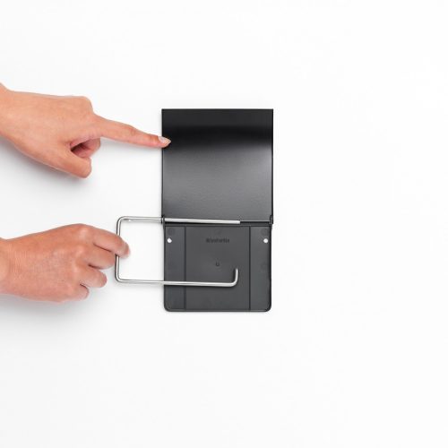 Brabantia ReNew fali kistekercses WC-papír tartó fedővel, acél, matt fekete - 108600