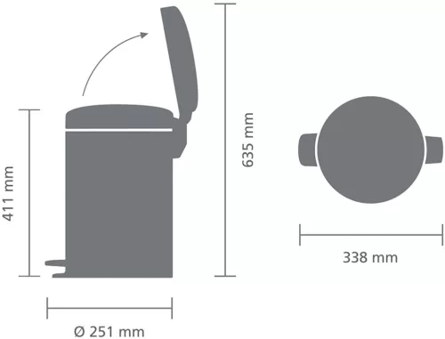 Brabantia NewIcon pedálos hulladékgyűjtő szagmentesen záródó Soft-Close fedél, acél belső tartály, 12L - X méret, r.m.