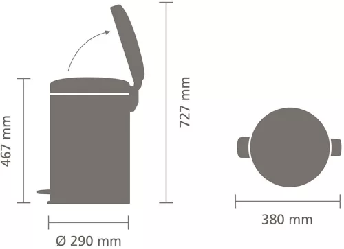 Brabantia NewIcon pedálos hulladékgyűjtő szagmentesen záródó Soft-Close fedél, műanyag tartály, 20L - Y méret, acél,