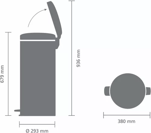 Brabantia NewIcon pedálos hulladékgyűjtő szagmentesen záródó Soft-Close fedél, acél belső tartály, 30L - G méret, acél,
