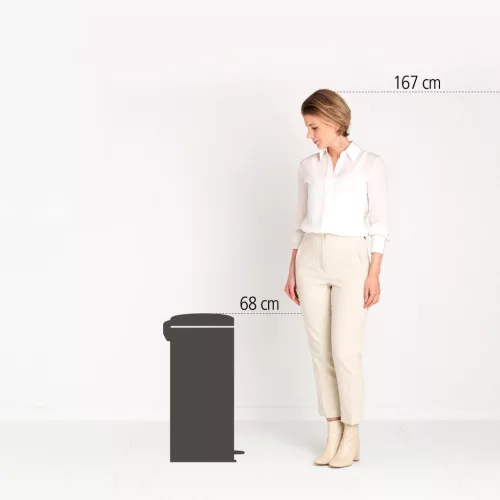 Brabantia NewIcon pedálos hulladékgyűjtő szagmentesen záródó Soft-Close fedél, acél belső tartály, 30L - G méret, acél,