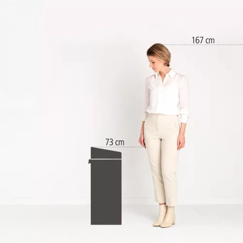 Brabantia Touch Bin New Soft-Touch nyomófedeles hulladékgyűjtő belső tartállyal, ovális, 40L - L méret, acél, metál