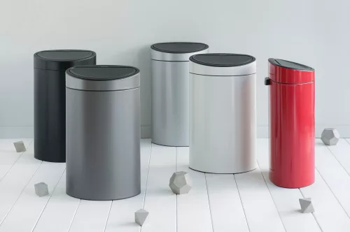 Brabantia Touch Bin New Soft-Touch nyomófedeles hulladékgyűjtő belső tartállyal, ovális, 40L - L méret, acél,