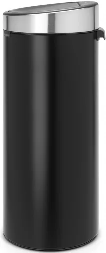 Brabantia Touch Bin New Soft-Touch nyomófedeles hulladékgyűjtő belső tartállyal, kerek, 30L - G méret, acél, matt fekete