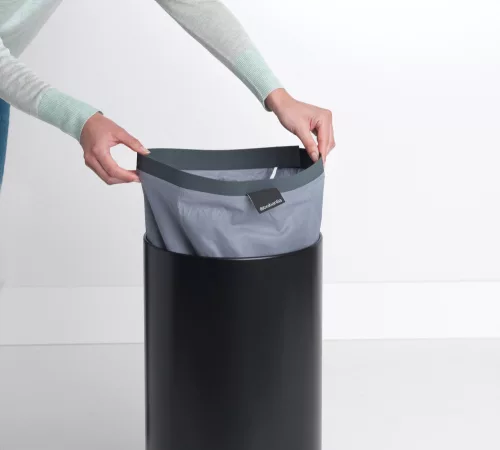 Brabantia Laundry Bin szennyestartó szellőző nyílásokkal, tépőzáras, mosható szennyesgyűjtő zsák, henger forma, közepes