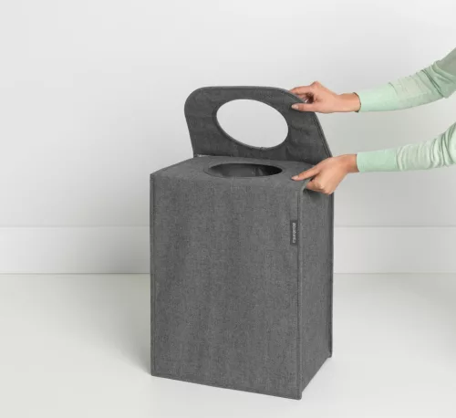 Brabantia Laundry Bags összehajtható szennyestartó táska, négyzet formájú, nagy méret 55L, borsfekete - 120381